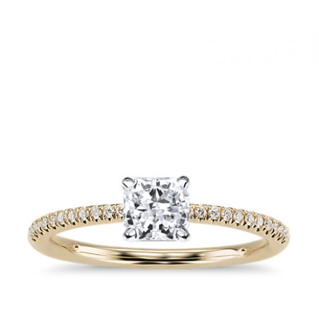 Radiant Cut Pave Engagement Ring in 14K Yellow Gold